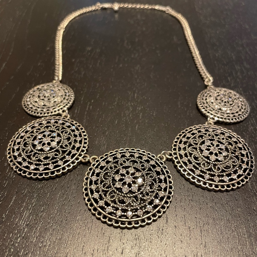 Silvery Statement Necklace